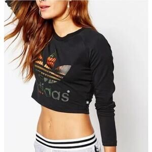 Rita Ora Adidas Trapeze Trefoil Logo Crop Top Longsleeve XS NWT